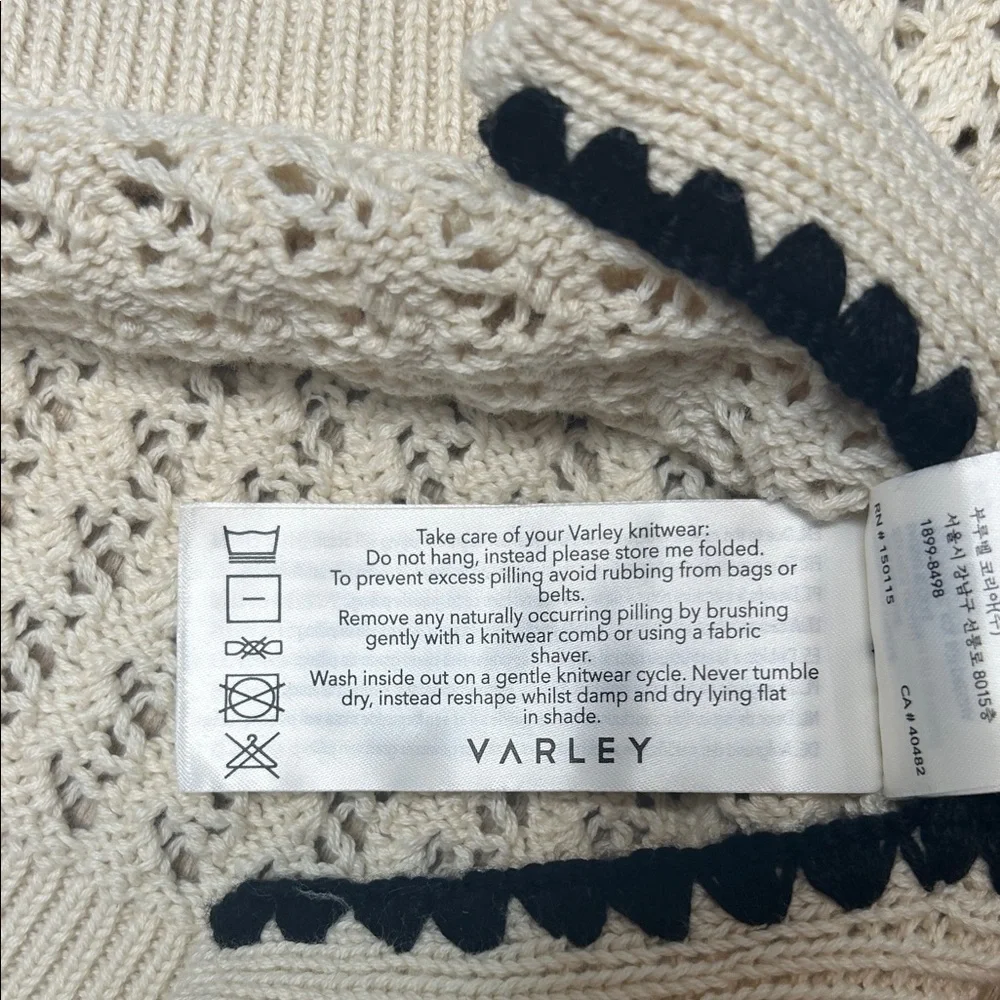 Varley Delaney Cream and Black Open Stitch Sweater Vest - Picture 12 of 12
